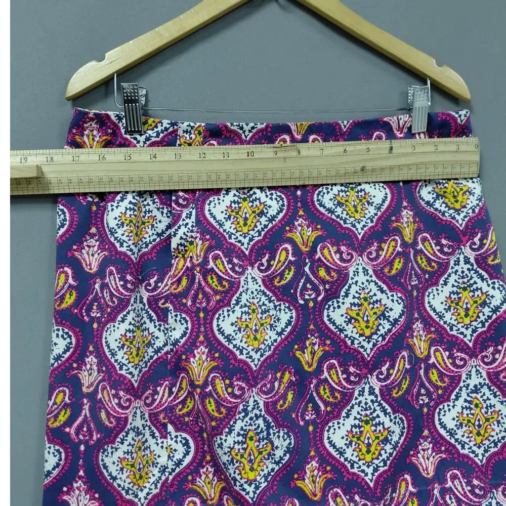 J.Crew Purple Mini Paisley Stretch Skirt Women Size 10